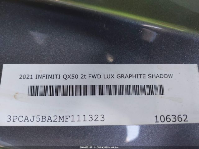 3PCAJ5BA2MF111323 Infiniti Qx50 Luxe