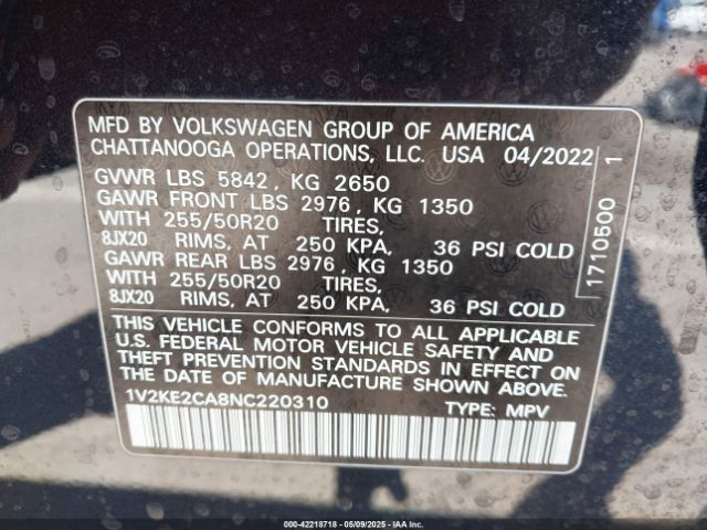 2022 VOLKSWAGEN ATLAS CROSS SPORT 1V2KE2CA8NC220310 Photo 8