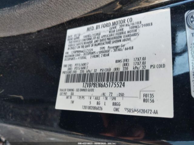 2010 FORD MUSTANG 1ZVBP8EN6A5175524 Photo 8