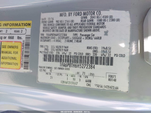 1FA6P8TH6H5272384 Ford 2.3l 4v premium fuel