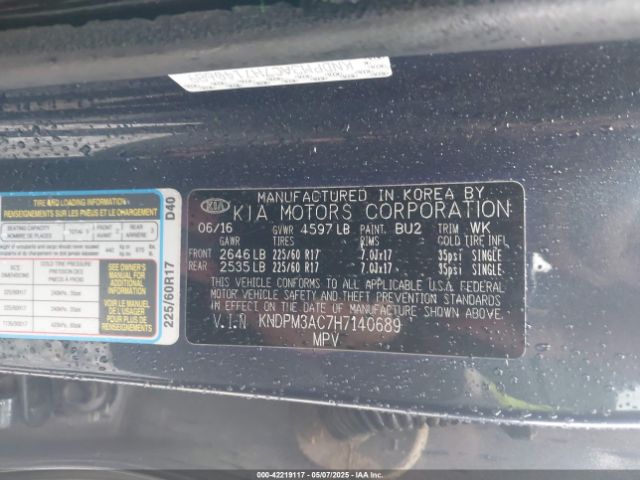 KNDPM3AC7H7140689 KIA Sportage Lx