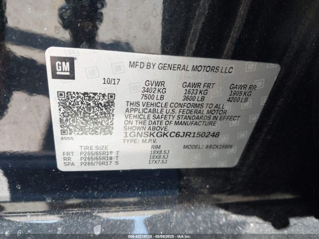 1GNSKGKC6JR150248 Chevrolet Suburban Ls