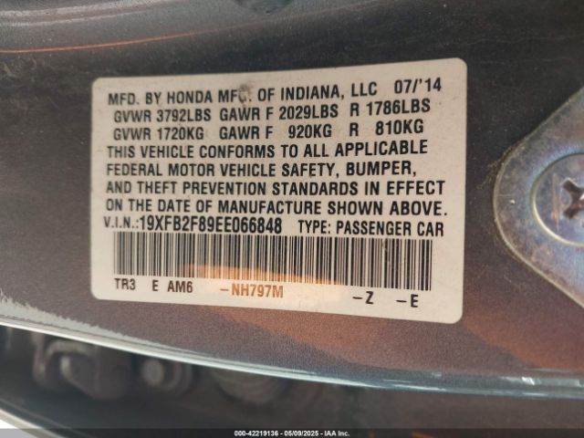 19XFB2F89EE066848 Honda CIVIC EX