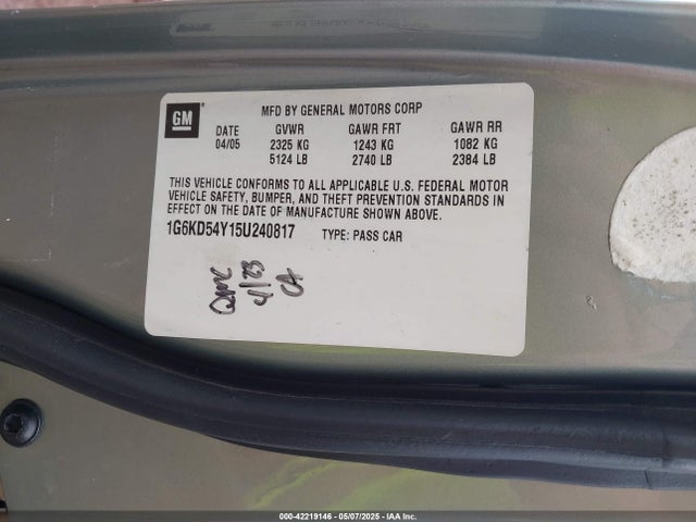 2005 CADILLAC DEVILLE 1G6KD54Y15U240817 Photo 8