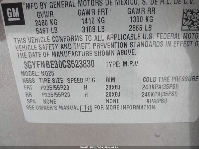 2012 CADILLAC SRX 3GYFNBE30CS523830 Photo 8