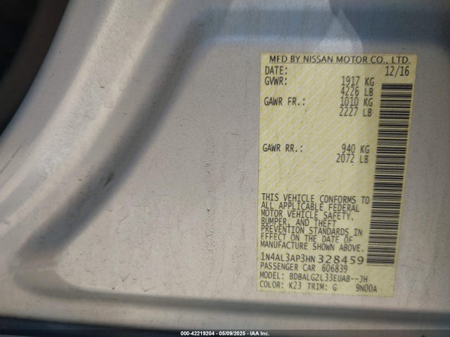 1N4AL3AP3HN328459 Nissan Altima 2.5 S