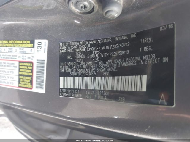 5TDXK3DC2GS718624 Toyota Sienna Se Premium 8 Passenger