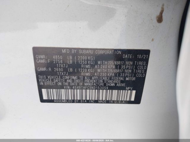 2022 SUBARU OUTBACK 4S4BTAFC5N3153059 Photo 8