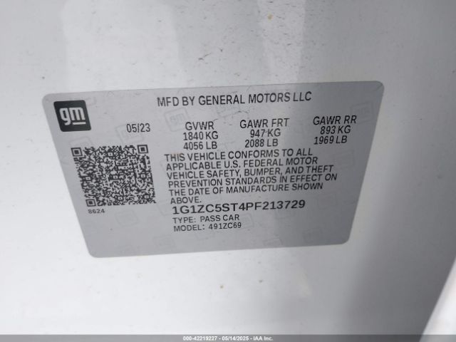 1G1ZC5ST4PF213729 Chevrolet Malibu Fwd 1fl