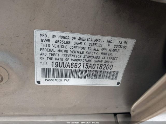 2005 ACURA TL 19UUA66215A018200 Photo 8