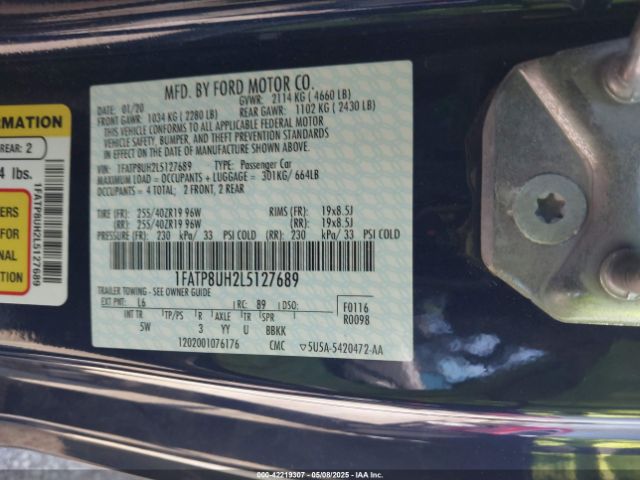 2020 FORD MUSTANG 1FATP8UH2L5127689 Photo 8