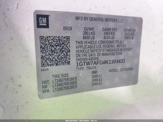1GTW7AFG8K1304433 GMC Savana 2500 Work Van