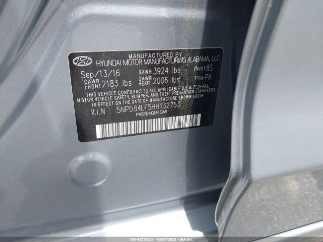 5NPD84LF5HH132753 Hyundai ELANTRA SE