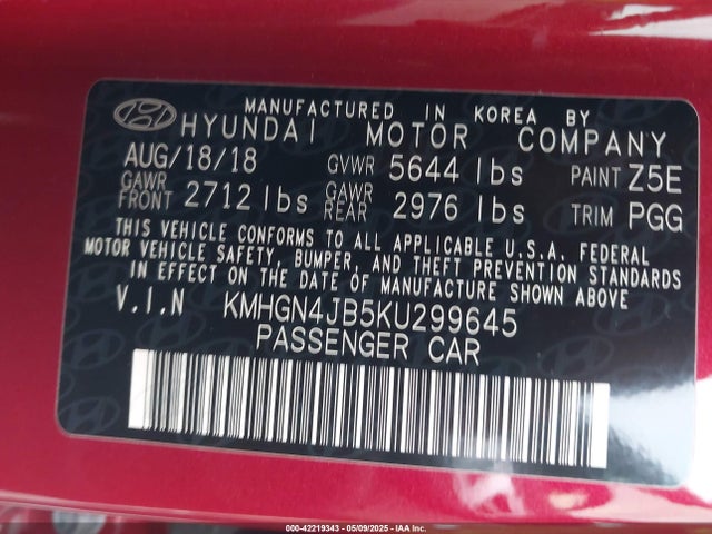 KMHGN4JB5KU299645 Genesis G80 3.3t Sport