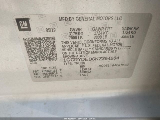 1GCRYDED6KZ354204 Chevrolet Silverado 1500 Lt