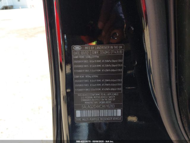 2012 LAND ROVER LR4 SALAG2D44CA616283 Photo 8