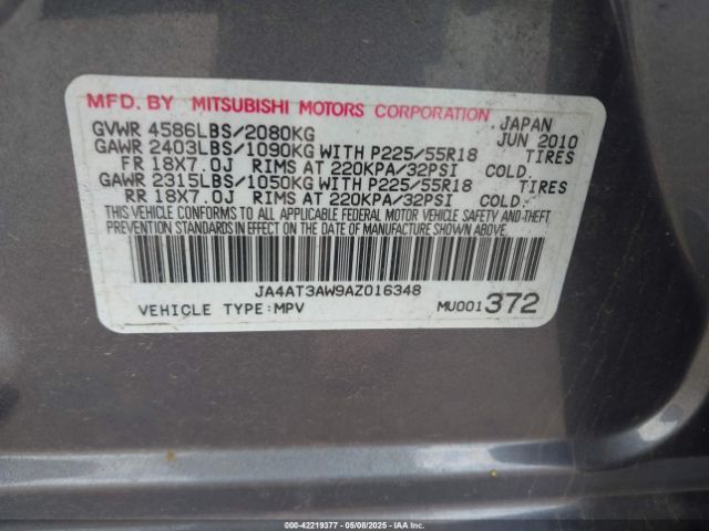 2010 MITSUBISHI OUTLANDER JA4AT3AW9AZ016348 Photo 8