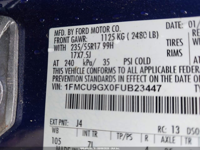 1FMCU9GX0FUB23447 Ford ESCAPE SE