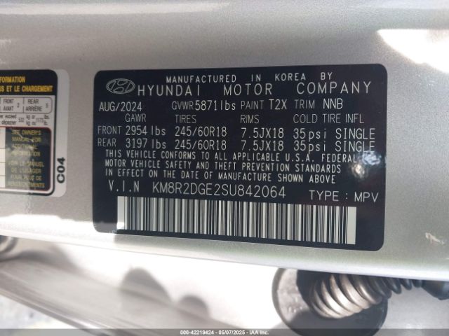 KM8R2DGE2SU842064 Hyundai Palisade Sel