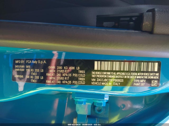 Jeep Renegade 2015 ZACCJBCT0FPB68825 Image 9