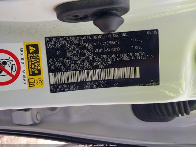 Toyota Highlander Se 2018 5TDJZRFH2JS547586 Image 9