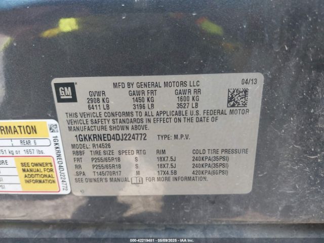 2013 GMC ACADIA 1GKKRNED4DJ224772 Photo 8
