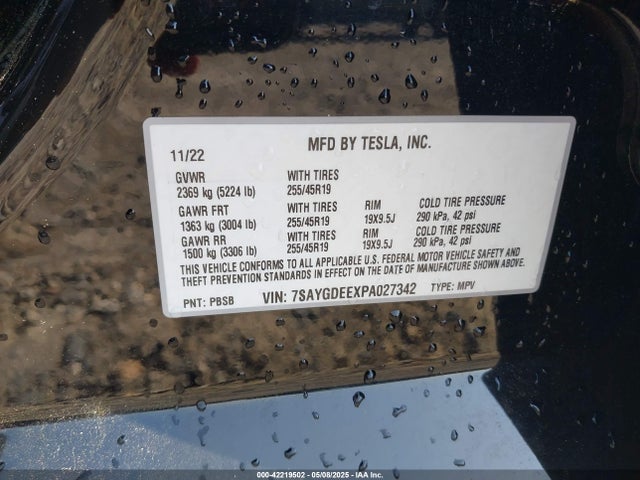 2023 TESLA MODEL Y 7SAYGDEEXPA027342 Photo 8