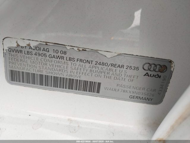 2009 AUDI A4 WAULF78KX9N035426 Photo 8