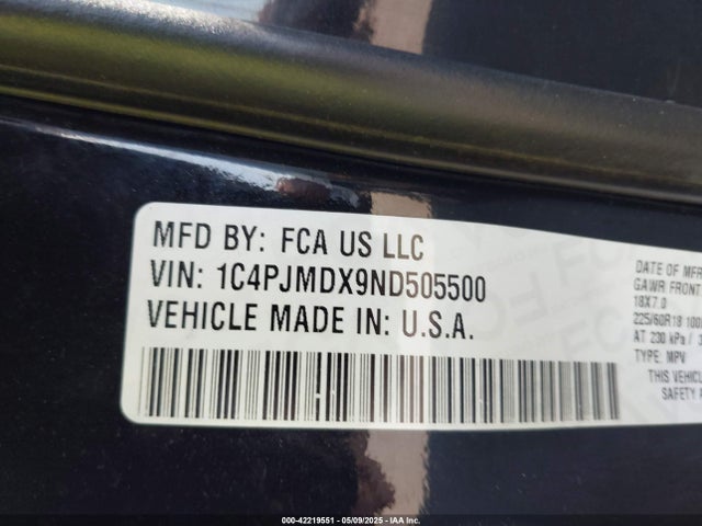 1C4PJMDX9ND505500 Jeep 2022