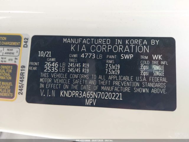 KNDPR3A65N7020221 KIA Sportage Sx Turbo