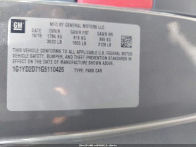 2016 CHEVROLET CORVETTE 1G1YD2D71G5110426 Photo 8