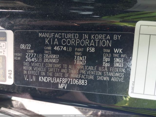 KNDPU3AF8P7106883 KIA Sportage Lx