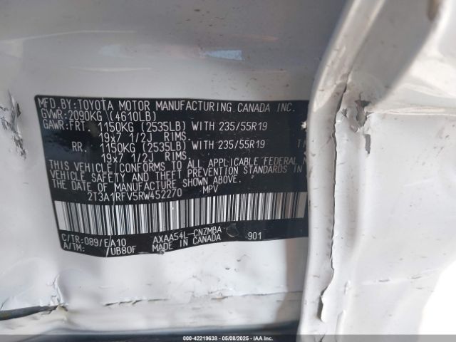 2T3A1RFV5RW452270 Toyota Rav4 Xle Premium
