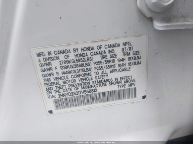 2007 ACURA MDX 2HNYD28317H550812 Photo 8