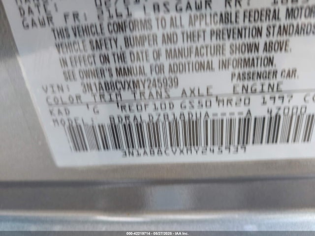 3N1AB8CVXMY245939 Nissan 2021