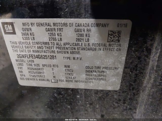 2GNFLFE34G6251281 Chevrolet lfx - sidi, vvt, e85 max, aluminum