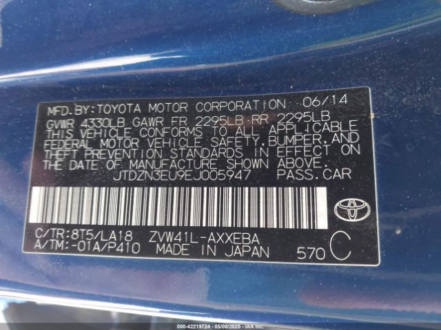 JTDZN3EU9EJ005947 Toyota Prius V Five