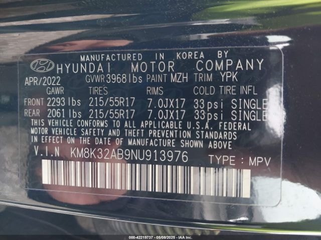 2022 HYUNDAI KONA KM8K32AB9NU913976 Photo 8