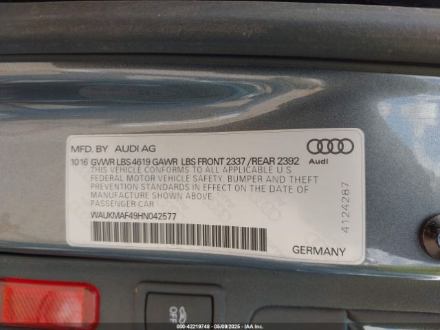 2017 AUDI A4 WAUKMAF49HN042577 Photo 8