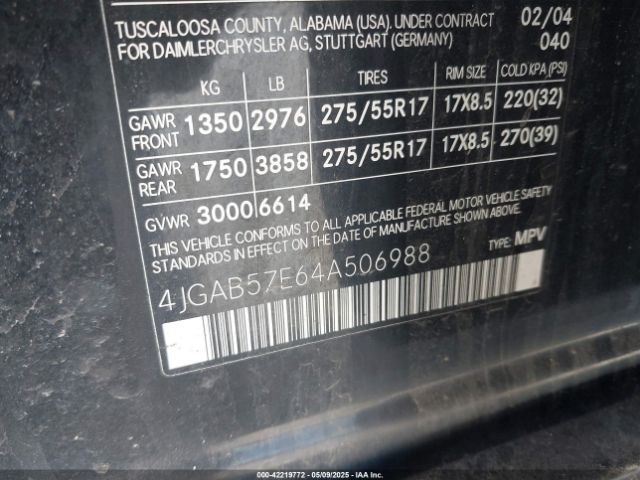2004 MERCEDES-BENZ ML 350 4JGAB57E64A506988 Photo 8