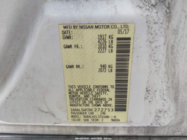 2017 NISSAN ALTIMA 1N4AL3AP2HC272753 Photo 8