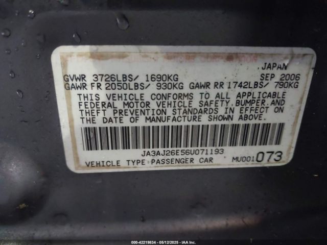 2006 MITSUBISHI LANCER JA3AJ26E56U071193 Photo 8