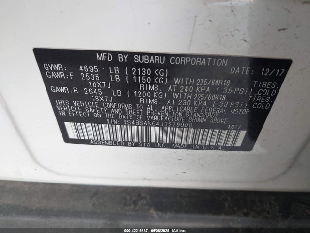 4S4BSANC4J3279900 Subaru Outback 2.5i Limited