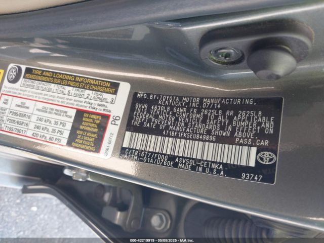 4T1BF1FK5EU849896 Toyota CAMRY LE