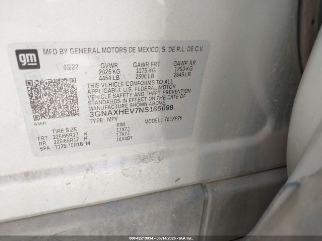 3GNAXHEV7NS165098 Chevrolet Equinox Fwd Ls