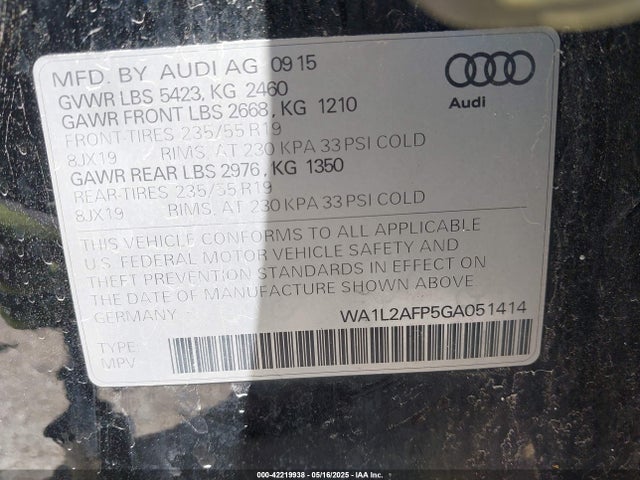 2016 AUDI Q5 WA1L2AFP5GA051414 Photo 8