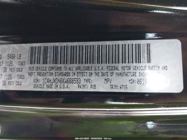 1C4HJXDN6KW668593 Jeep Wrangler Unlimited Sport S 4x4