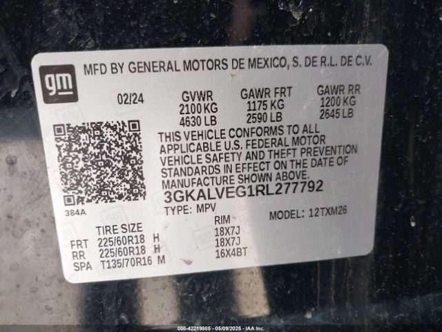 3GKALVEG1RL277792 GMC Terrain Awd Slt