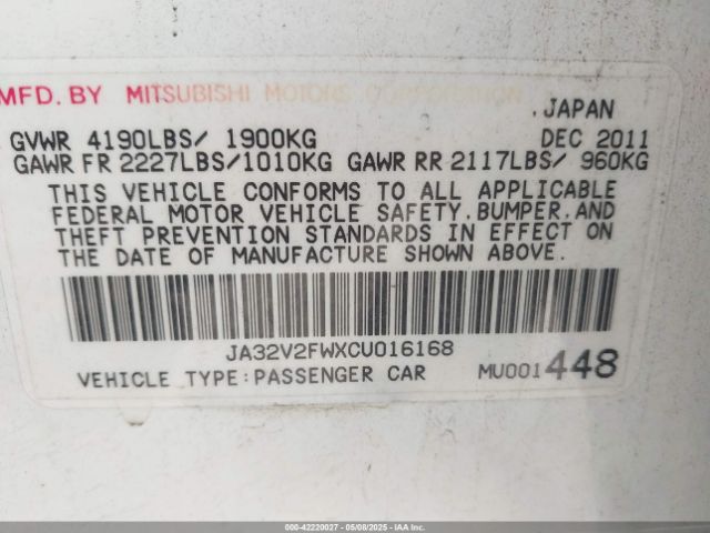 2012 MITSUBISHI LANCER JA32V2FWXCU016168 Photo 8