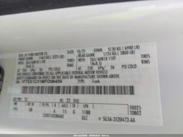 1FTEX1C51MFD08456 Ford 4v